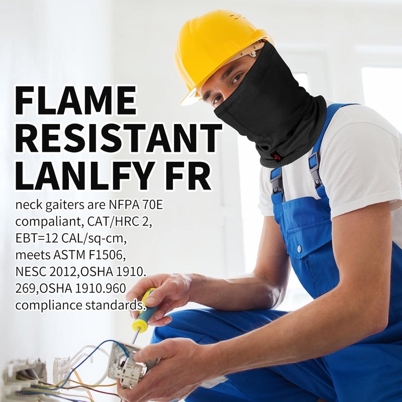 LANLFY Store قناع وجه FR للرجال CATHRC2 غطاء رقبة مقاوم للنيران 100% قطن درع لحام قوس كهربائي 12CAL - Image 3
